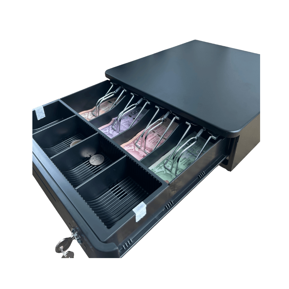ลิ้นชักเก็บเงิน EASYPRINT รุ่น CD-330 สีดำ 4 ช่องธนบัตรขนาดใหญ่ 4 ช่องเหรียญ RJ11 12/24V_3
